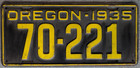 Oregon 1935 License Plates Original