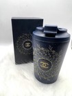 Chanel Beaut   Travel Mug Tumbler Navy Gold Cc Logo Stainless Steel 12oz Bnib Gwp