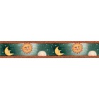 Celestial Sun Moon Stars Wallpaper Border  Folk Art Farmhouse 15ft Roll Decor