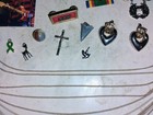   junk Drawer Lot___military Rank Bars  Rifle Pins  Necklace  Earring Set