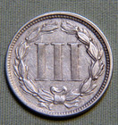 1865 Nickel 3 Cent Piece Choice Au Details With Visible Pillar Lines - Lot 1311