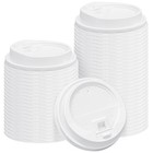 150 Pack Disposable Coffee Cup Lids For 10-24 Oz Paper Cups - Hot cold  White