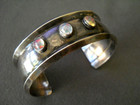 Southwestern Opal 3-stone Row Sterling Silver Cuff Bracelet 49g