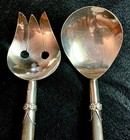 Vintage Mcm Sterling Silver   Rosewood 2-piece Salad Serving Set  Mexico  1960s