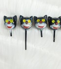 6 Vintage Halloween Spooky Black Cat Plastic Cupcake Party Picks Toppers