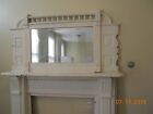 Vintage Wooden Fireplace Mantle With Beveled Mirror Antique