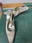 Vintage St  John  Size 8 5 Gold Satin Evening Shoe W  Crystals  3 5 heel