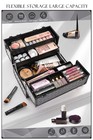 Makeup Train Case Professional Cosmetic Organizer Aluminum Storage Box With 4   
