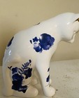 Luxe Habitat Home Decor White Blue Porcelain Large Cat Sculpture Figurine 12 