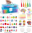 17500  Rubber Loom Bands With 3 Layer Blue Container  28 Colors  600 S-clips  35