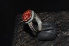 Ancient Roman Style Carnelian Agate Entalio Bronze Ring Animal Lion Cignet Old