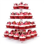 4 Tier Acrylic Cupcake Stand Tower - Clear Display Holder For 52 Cupcakes  Party