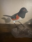 Peter Peltz Hand Carved Wooden Eastern Towhee Bird