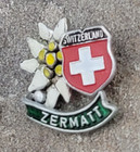 Zermatt  Cross Crest Flower Travel Bavarian Souvenir Lapel Hat Pin Switzerland