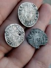 Lot Of 3 Medieval Silver Coins  Crusades  Teutonic Order  Spain  King James I 