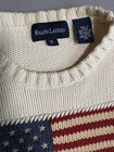 Vintage 90s Polo Ralph Lauren American Flag Sweater Made In Japan Cream Knit