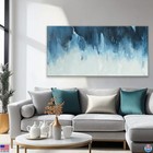 Abstract Canvas Wall Art 24 x48  Blue White Modern Decor For Living Room