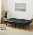 Modern Tufted Faux Leather Split Back Futon Sofa Bed Couch Loveseat Sleeper Blac