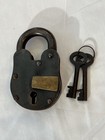 Vintage Iron Padlock Brass Accent 2 Skeleton Keys Antique Lock Collectible Decor