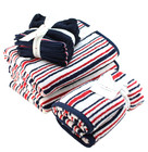 New Tommy Hilfiger Signature 8 Pc Red  White   Blue Stripe Cotton Bath Towel Set