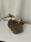 Unknown Vintage Brass Dolphin Wood Sculpture See Pictures Details wear