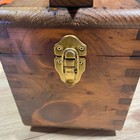 Vintage Stafford Wooden Shoe Shine Box Valet Kit Brushes Polish Brass Latch
