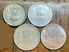 Lot Of 4 India          Coins 2001 5 Rupees  1991   2002 1 Rupee  2013 2 Rupees