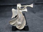 Vintage Sterling Silver Angel With Trumpet Enameled Brooch Pin  gabrial 