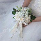 Glidlion Wedding Bouquets For Bride Bridesmaid white Champagne Artificial Roses 