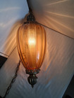 Vintage 23  Tall Amber Swag Hanging Lamp