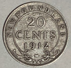 1912 Newfoundland 20 Cents World Coin  925 Silver George V
