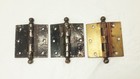 Vtg Antique Door Hinge Set 3 1 2  X 3 1 2  Victorian Nouveau Deco Ball Top