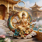 New Metal Guanyin Keychain Chinese Style Pendant Key Ring Lucky Gift Accessory