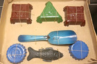 1920 s Felix The Cat Toleware Beach Sand Toy Molds   Shovel Ob rare   Unique Nos