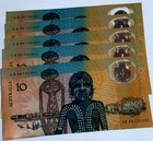 1988  10 Bicentennial Polymer Banknote Consecutive Run 5 Notes Ab28 726001-005