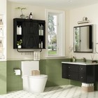 Rustic Wood Wall Storage Cabinet With Two Sliding Barn Door 3-tier Decorative