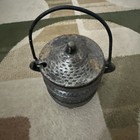 Vtg Cast Iron Fire Starter Smudge Pot Cauldron W  Brass Lid