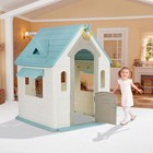 Kids Cottage Playhouse Indoor Outdoor With Hoop Soccer Goal Dartboard Ring Toss