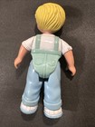 1993 Fisher Price Loving Family Dollhouse Blonde Boy Doll Blue Overalls Blue Eye