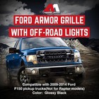 American Modified Front Armor Grille Compatible W  09-14 Ford F150  Glossy Black
