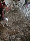 Vintage Heavy Glass Pedestal Cake Stand Lace Edge On Plate 