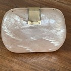 Vintage Pink Mother-of-pearl Lucite Clamshell Purse Gold Hardware Italy Mcm