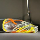 Hand Blown Studio Art Glass Swung Vase Clear Multicolor Swirls Hand Made Glass