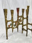 Vintage Brass Hanukkah Menorah 12 Tribes Israel Mid Century Judaica - Jerusalem