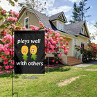 Upside Down Pineapple Play Well With Others Funny Swinger Garden Flag Double Sid