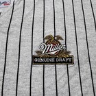 Vintage 90s Miller Genuine Draft Beer Logo Patch Pinstripe Baseball Jersey Large