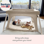 Compact Travel Crib Play Yard With Washable Mattress Sand Portable Baby Bed