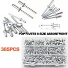 385pcs 8 Sizes Pop Rivet All Aluminum Dome Head Blind Largest Assortment Kit