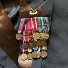 Vtg Original Korean War Blue Military Jacket With 15 Medals  Ribbons