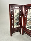 Antique Chinese 1900s 4 Panel Hand-painted Mini Folding Screen Carved Engraved